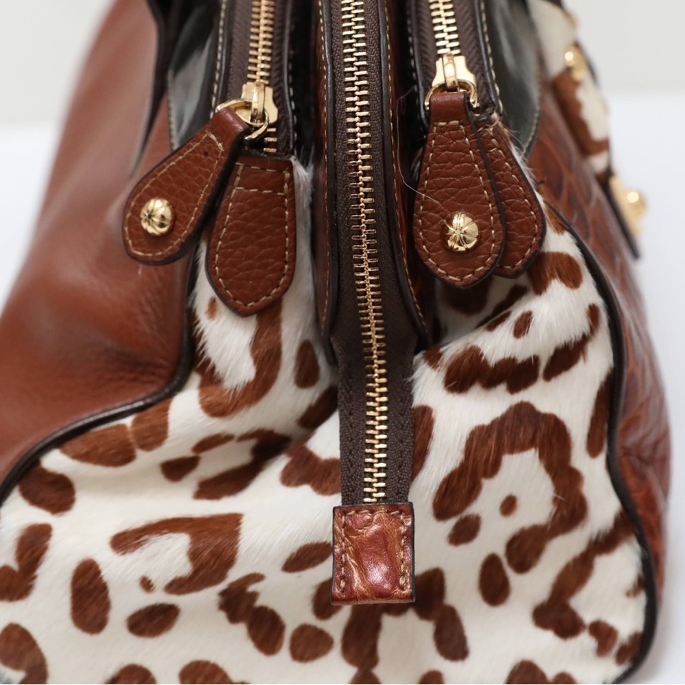 Cromia genuine leather bag crocodile brown tote Y2K 2000s trendy cowhide gold - Picture 10 of 13